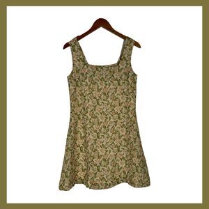 Magaschoni Floral Mini Dress Square Neck Cottagecore Garden Party Style Size M